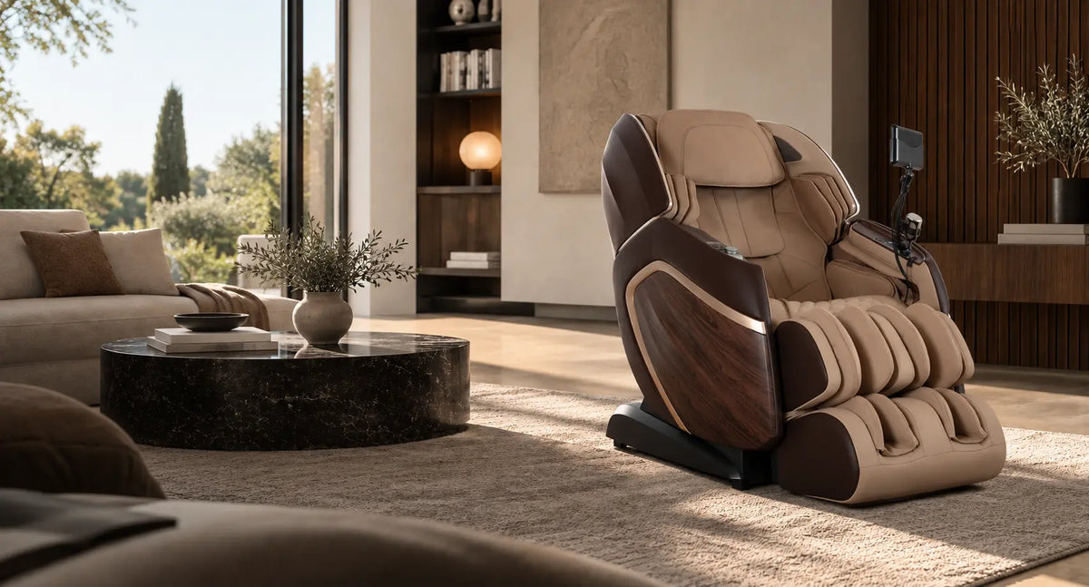 Fauteuil massant Helexia SUPRA intégré dans un salon contemporain
