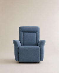 Fauteuil releveur électrique Serenity de Supra France, tissu bleu, vue de face